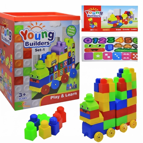 Ekta Young Builders Set-1 Blocks & Bricks Toy Game (Multicolor)