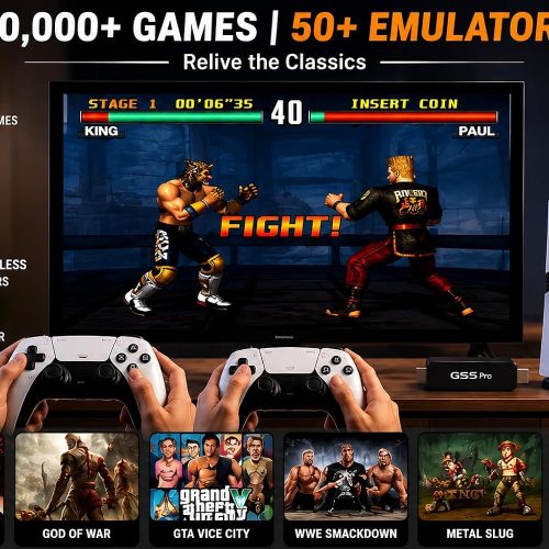 GS5 Pro 4K Gaming Console with 2 Wireless Controllers, HDMI Cable and USB Accessories