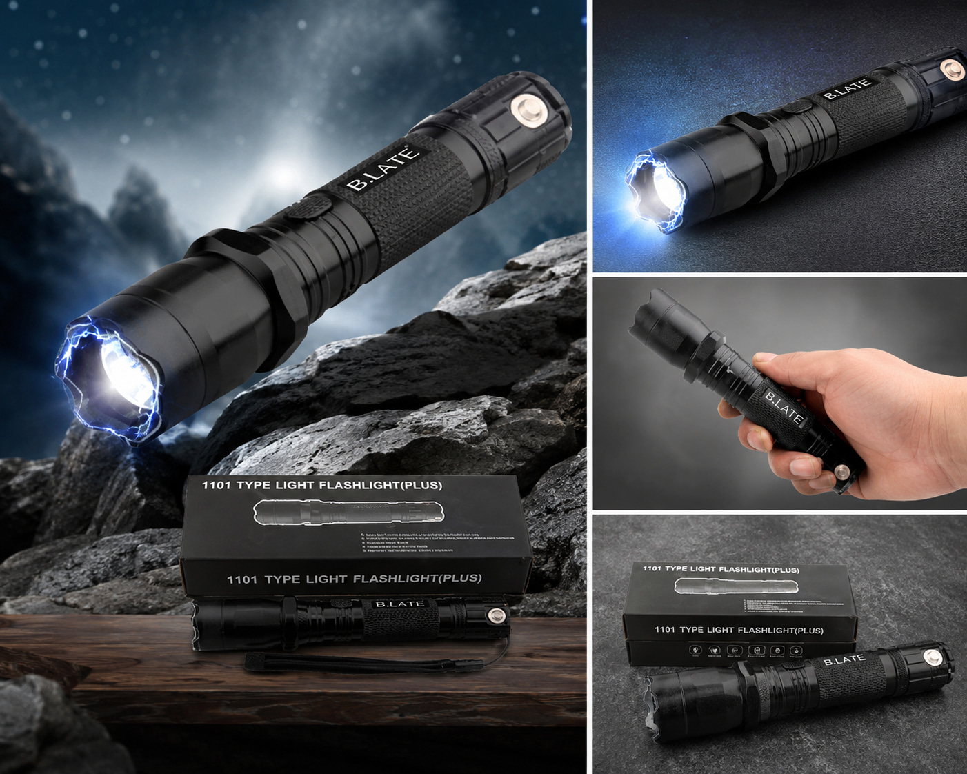 Electric Shock Flashlight, Self Defence Flashlight, Black