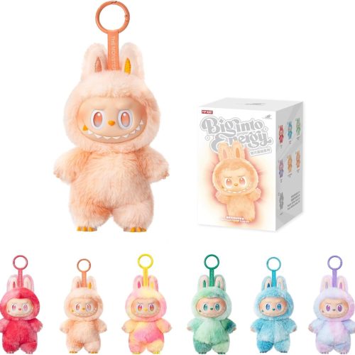 Labubu Big Into Energy blind box plush keychain collectible shown with assorted colour character variations