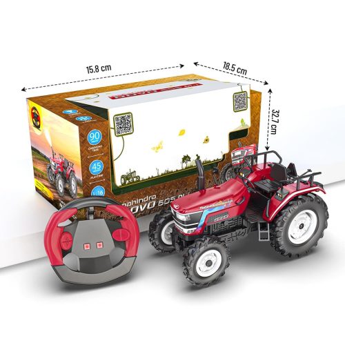 Mahindra Novo 605 DI 1:16 scale red RC tractor toy with remote control and rechargeable battery
