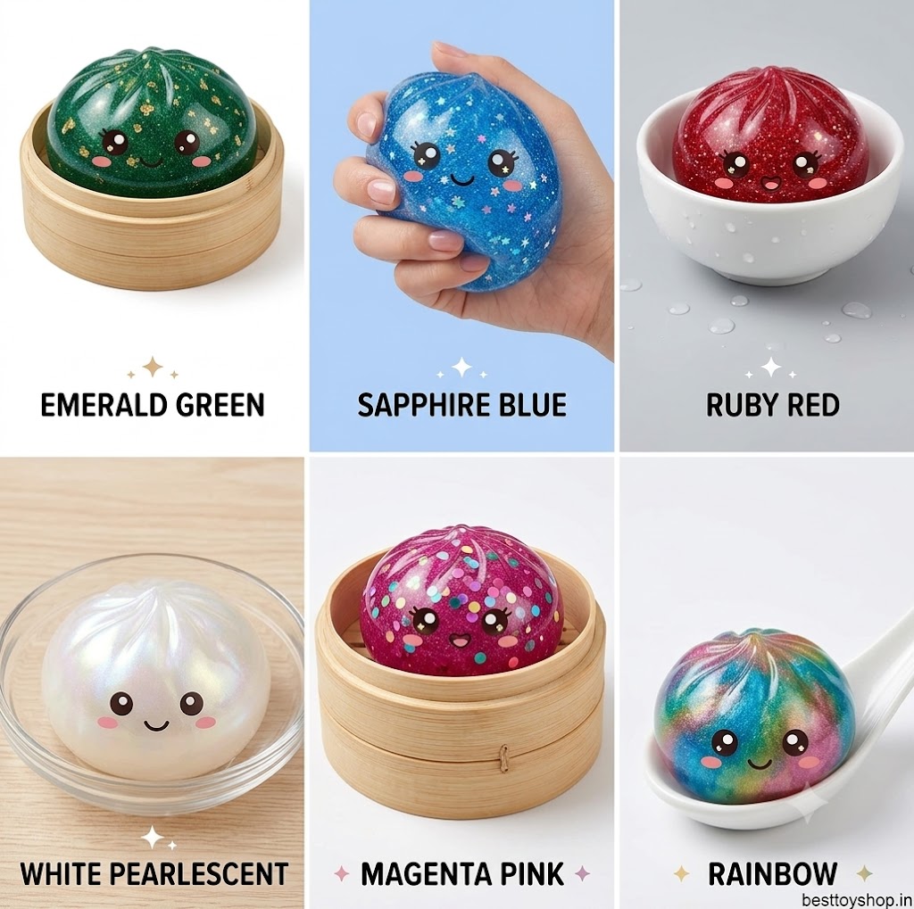 Sparkly Squeeze Dumpling: Gentle Press, Fun Twist, Stretchy Pull, and Satisfying Grasp