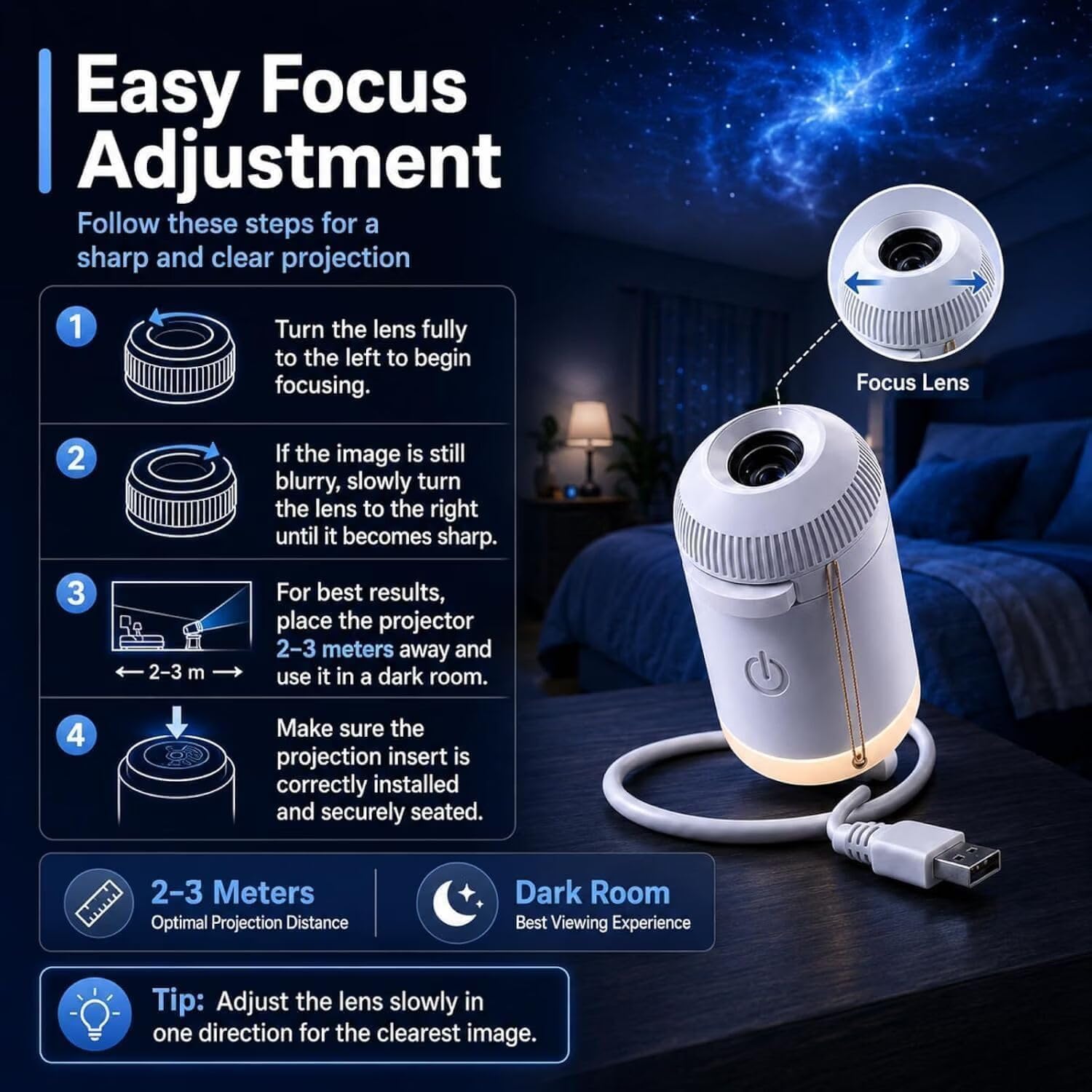 Portable USB Star Projector with 6 Cosmic Display Scenes - Image 4