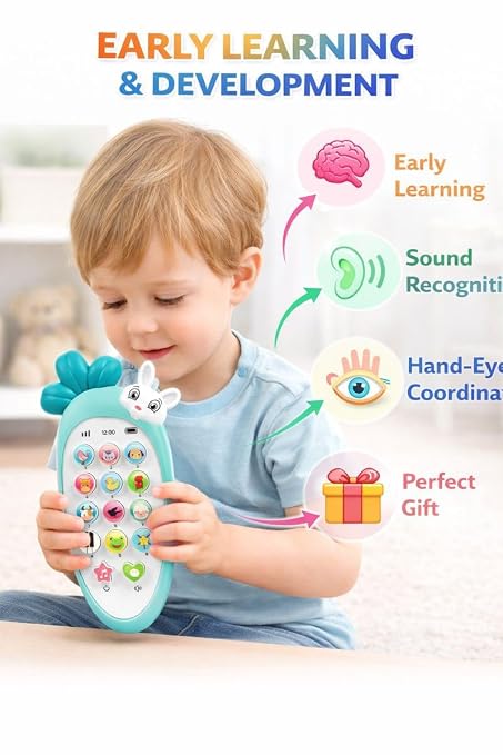 Musical Rabbit Carrot Baby Phone with Teether & Animal Sounds - Image 3