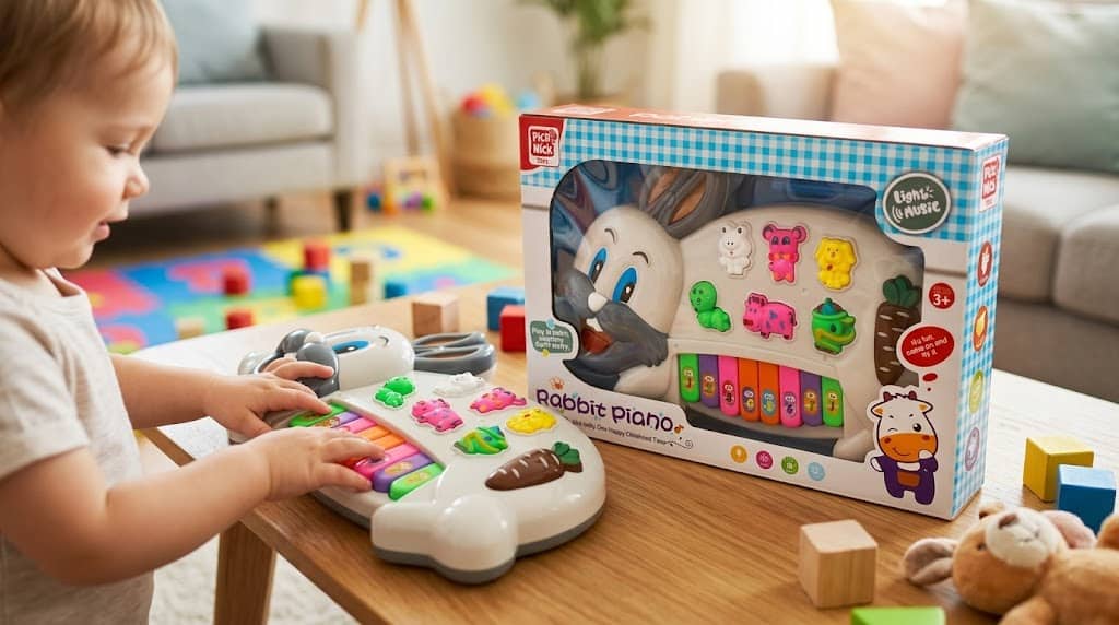 Educational Rabbit Piano Musical Toy with Animal Sounds - Image 3