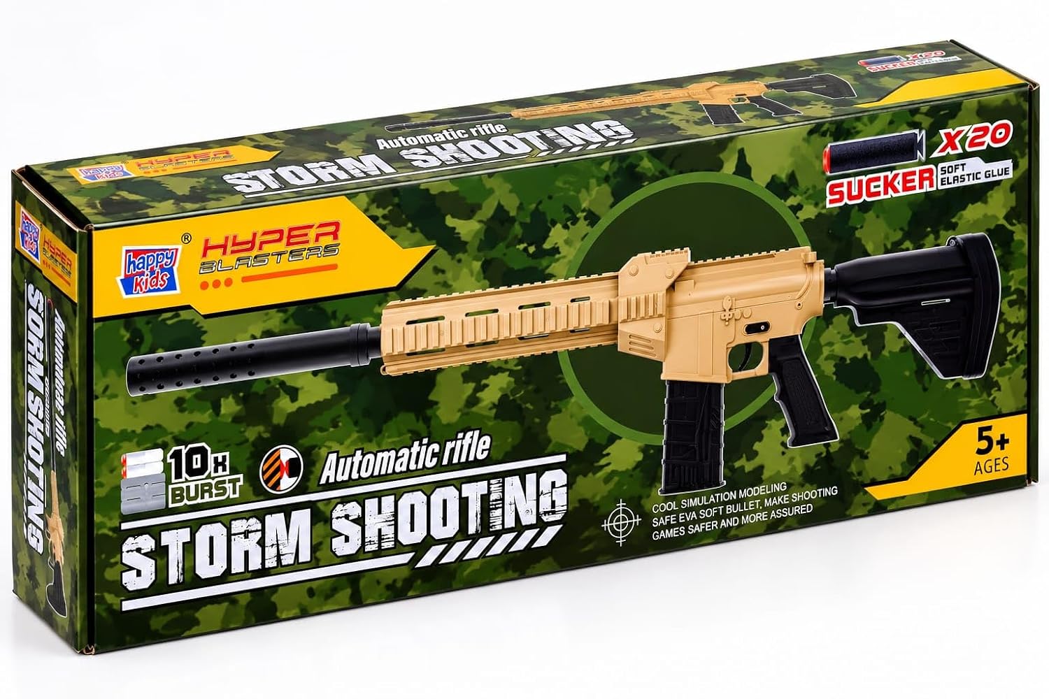 Happy Kids Hyper Blasters Storm Shooting Automatic Soft Bullet Rifle - Image 3