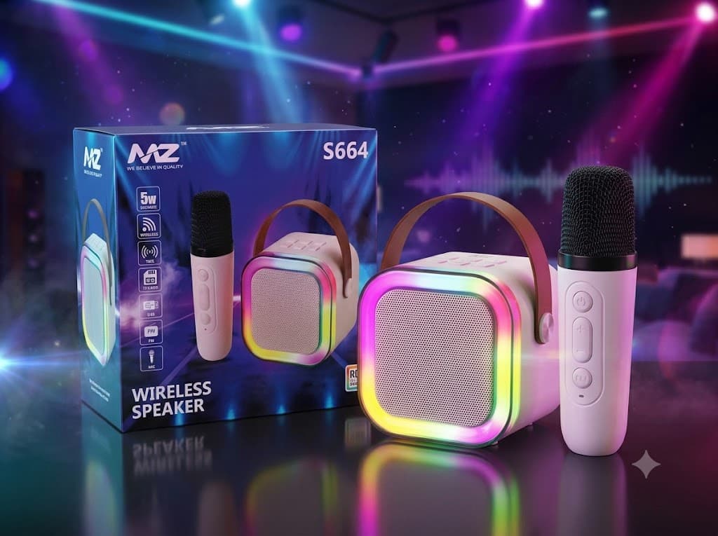 MZ S664 Portable Wireless Karaoke Speaker with RGB Lights & Microphone
